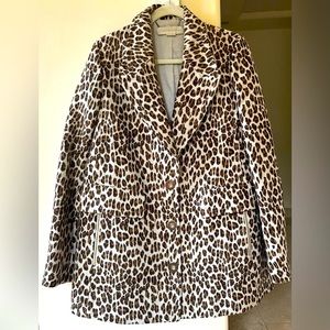 STELLA MCCARTNEY Daria Wool Blend, Leopard-Print Faux Fur Coat⭐️Like New💫
